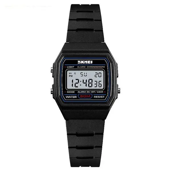 SKMEI 1460 Digital Waterproof Kid's Watch – Dial Color: Black, Strap Color: Black – View 1