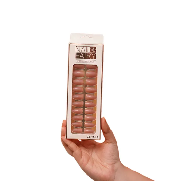 Nail Fairy Premium Series 24pcs Artificial Fake Nails Deep Nude Pink – View 1