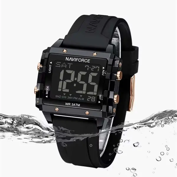 Naviforce NF7101 Silicone Strap Transparent Digital Fashion Female Wristwatch – Dial Color: Black, Strap Color: Black – View 3