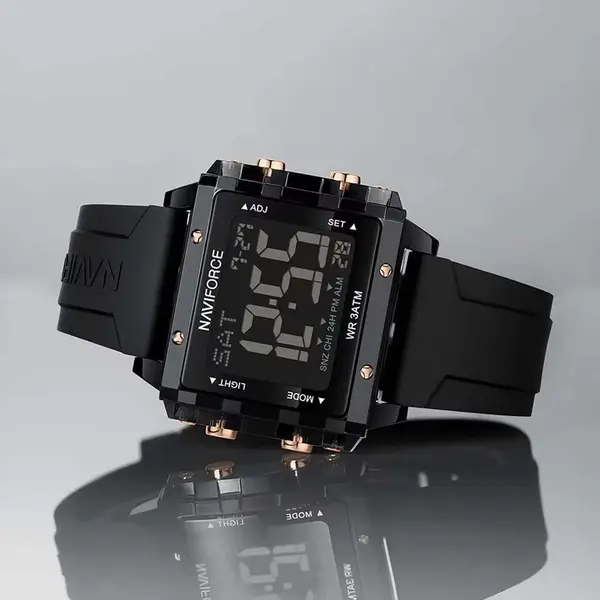 Naviforce NF7101 Silicone Strap Transparent Digital Fashion Female Wristwatch – Dial Color: Black, Strap Color: Black – View 4