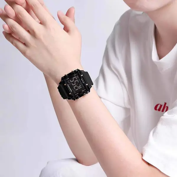Naviforce NF7101 Silicone Strap Transparent Digital Fashion Female Wristwatch – Dial Color: Black, Strap Color: Black – View 5