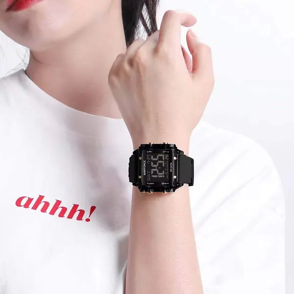 Naviforce NF7101 Silicone Strap Transparent Digital Fashion Female Wristwatch – Dial Color: Black, Strap Color: Black – View 6