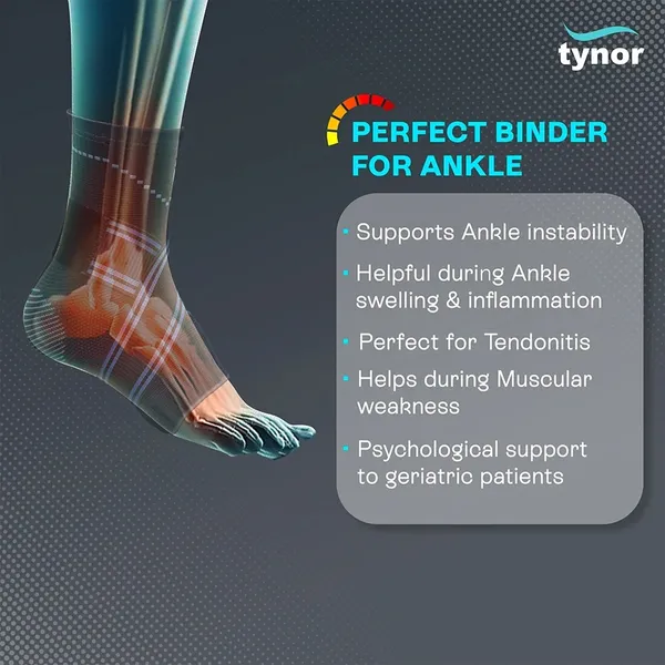 Tynor D-01 Ankle Binder – Ankle Support Brace for Pain Relief – Size: S – View 2
