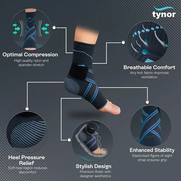 Tynor D-01 Ankle Binder – Ankle Support Brace for Pain Relief – Size: S – View 3