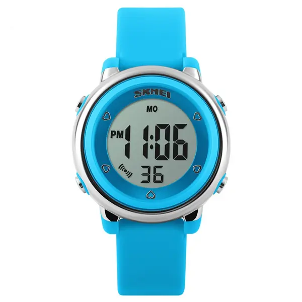 SKMEI 1100 Digital Waterproof Luminous Sporty Kid's Watch – Dial Color: Black, Strap Color: Blue – View 1