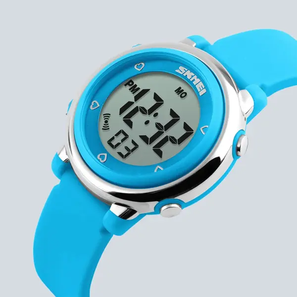 SKMEI 1100 Digital Waterproof Luminous Sporty Kid's Watch – Dial Color: Black, Strap Color: Blue – View 2