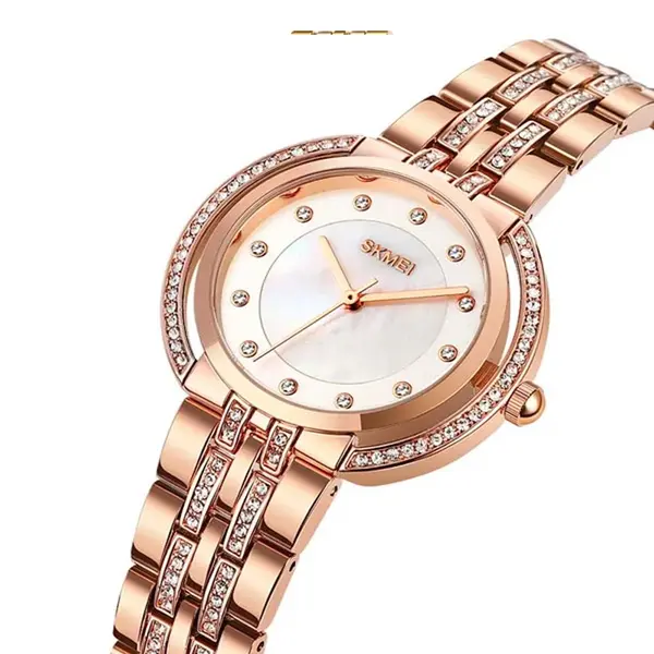 Skmei 1979 Analog Quartz Luxury Stainless Steel Strap Special Women Wrist Watches – Dial Color: Brown, Strap Color:  Brown  – View 2