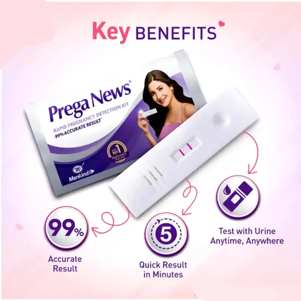 Prega News Get Sure Pregnancy Test kit Urine HCG Check 1Pcs – View 2