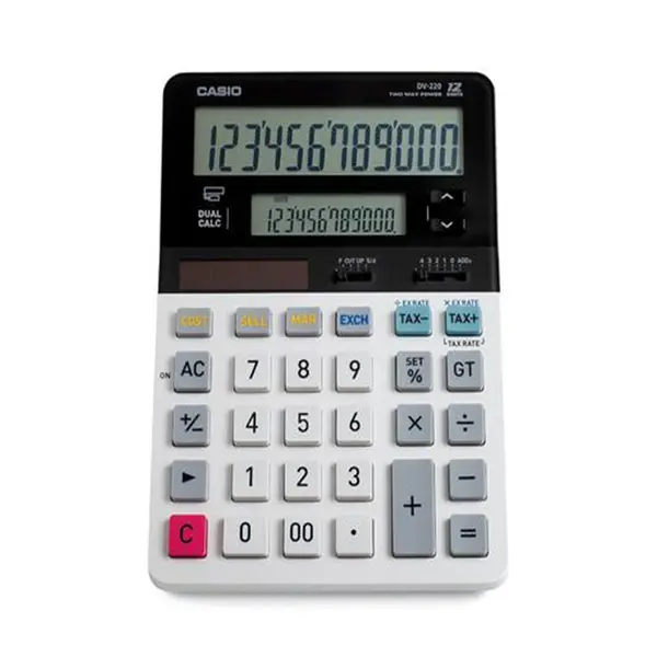 Casio DV-220 Dual Liquid Crystal Display Desktop Calculator  – View 1