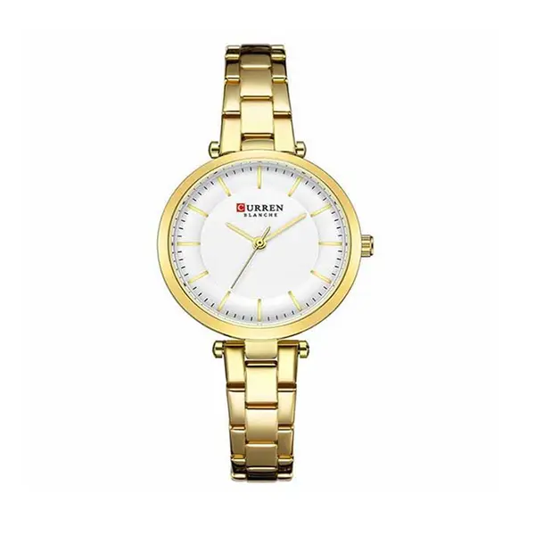 Curren 9054 Quartz Bracelet Water Resistant Watch for Women – Dial Color: Gold, Strap Color: Gold  – View 1