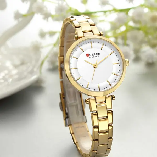 Curren 9054 Quartz Bracelet Water Resistant Watch for Women – Dial Color: Gold, Strap Color: Gold  – View 3