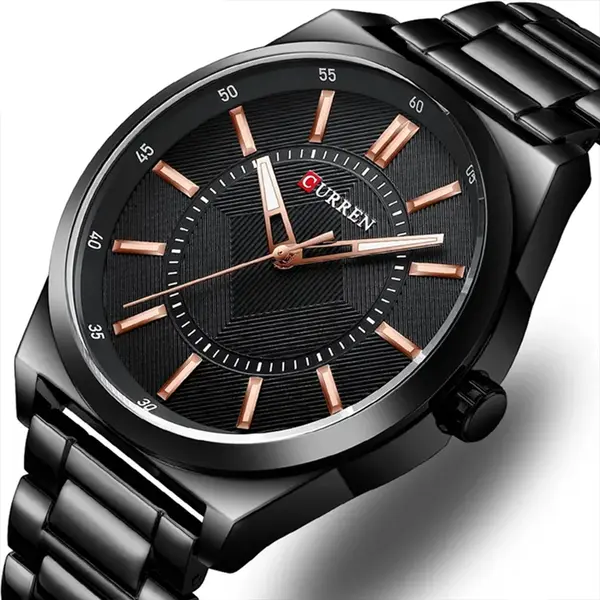 Curren 8407 High Quality Stainless Steel Waterproof Men's Watch – Dial Color: Black, Strap Color: Black – View 3