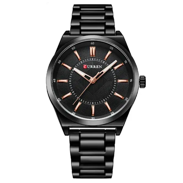 Curren 8407 High Quality Stainless Steel Waterproof Men's Watch – Dial Color: Black, Strap Color: Black – View 1