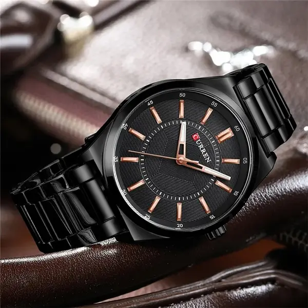 Curren 8407 High Quality Stainless Steel Waterproof Men's Watch – Dial Color: Black, Strap Color: Black – View 4