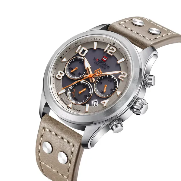 NAVIFORCE NF1006 Solar-Powered Movement Luminous Men Watch – Dial Color: White, Strap Color: White – View 2