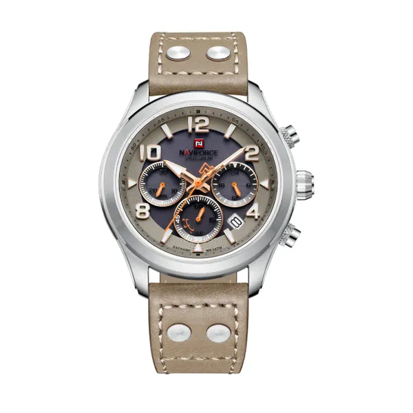 NAVIFORCE NF1006 Solar-Powered Movement Luminous Men Watch – Dial Color: White, Strap Color: White – View 1