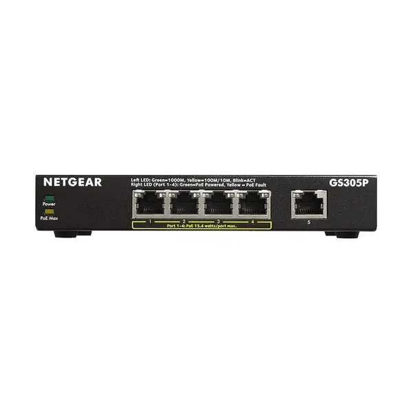 Netgear GS305P 5-Port Gigabit Ethernet Unmanaged Network Switch – View 1