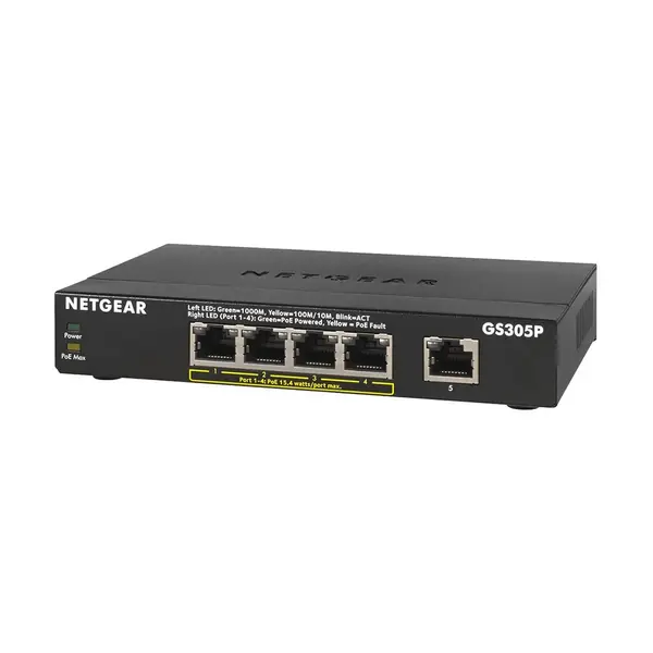 Netgear GS305P 5-Port Gigabit Ethernet Unmanaged Network Switch – View 2