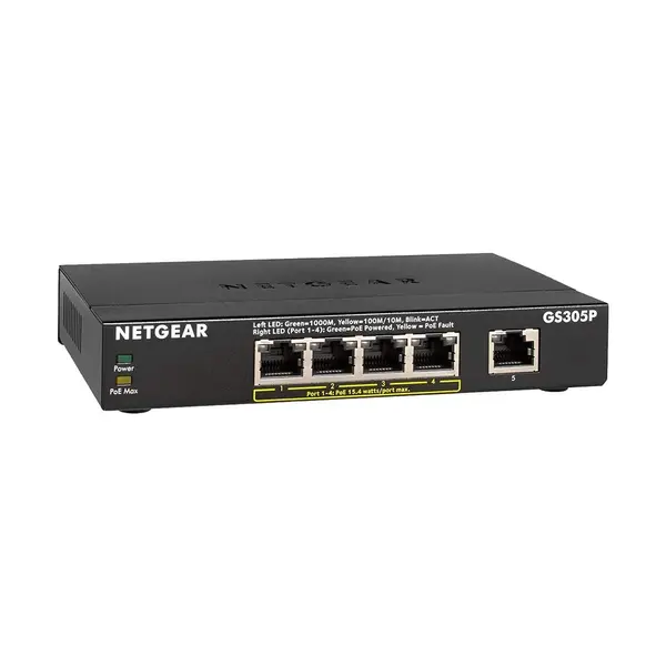 Netgear GS305P 5-Port Gigabit Ethernet Unmanaged Network Switch – View 3