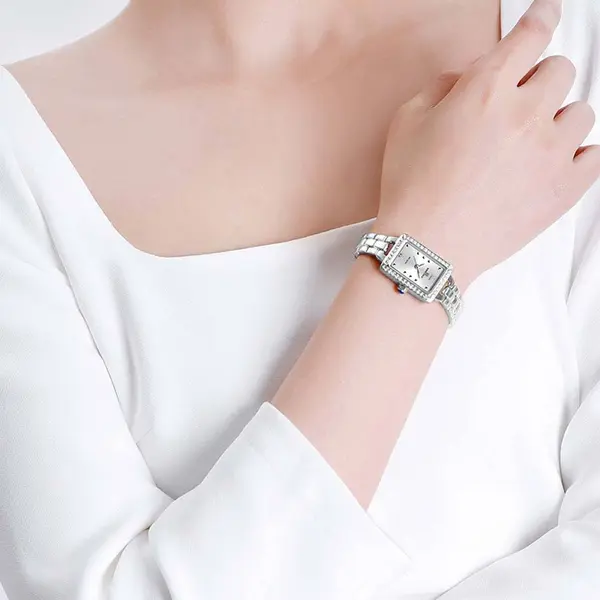 Naviforce NF5043 Luxury Stainless Steel Strap Chronograph Retro Versatile Fashion Women's Watch – Dial Color: Silver, Strap Color: Silver – View 3