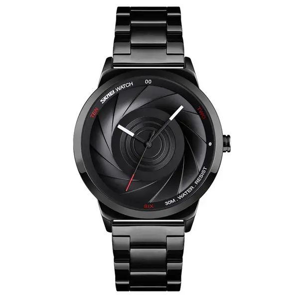 SKMEI 9210 Stainless Steel Analog Luxury Quartz Men's Watch – Dial Color: Black, Strap Color: Black – View 1
