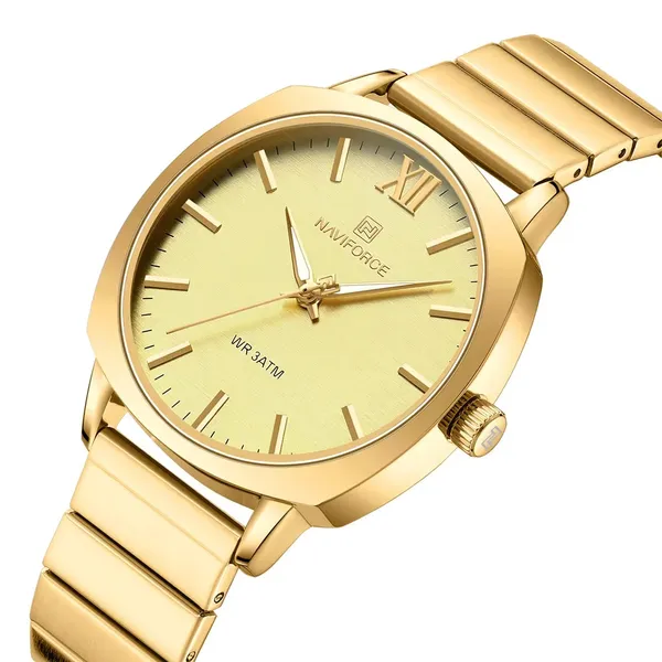 NAVIFORCE NF5044 Simple Square Waterproof Women’s Watch – Dial Color: Gold, Strap Color: Gold  – View 2