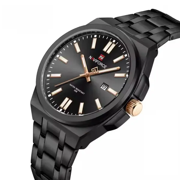 NAVIFORCE NF9226 Luminous Waterproof High-quality Quartz Men's Watch – Dial Color: Black, Strap Color: Black – View 2