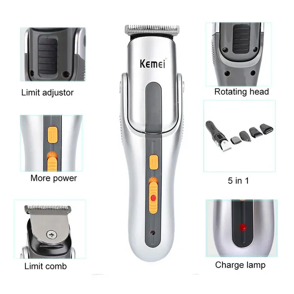 Kemei KM 680A 8 in 1 Rechargeable Men's Trimmer Set – View 5