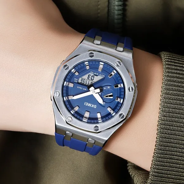 SKMEI 2243 Silicone Quartz Sports Men's Watch – Dial Color: Blue, Strap Color: Blue – View 4