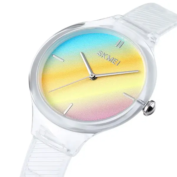 Skmei 1714 Multi-Color Fashion Women Wrist Watch – Dial Color: Yellow, Strap Color: White – View 2
