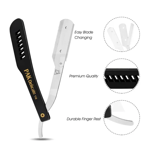 Stainless Steel PAK Delicate Professional Barber Shaving Razor – View 2