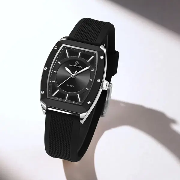 NAVIFORCE NF5049 Movement Fashion Barrel-Shaped Women’s Watch – Dial Color: Black, Strap Color: Black – View 2