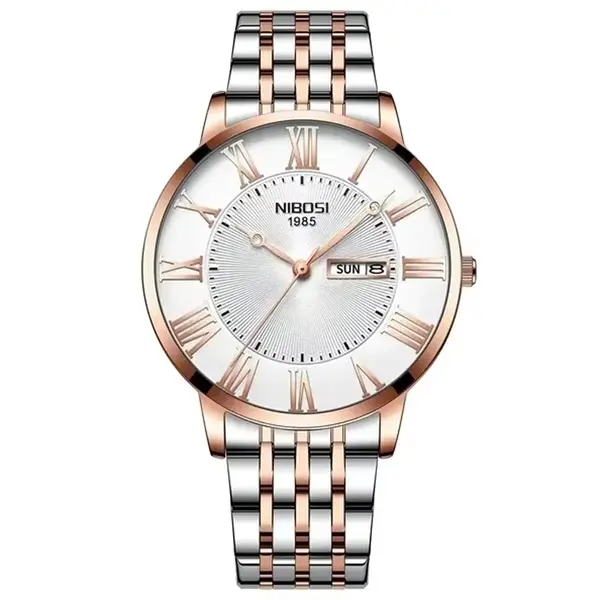  Nibosi 2527 Classic Stainless Steel Analog Fashion Men's Watch – Dial Color: Brown, Strap Color:  Brown  – View 1