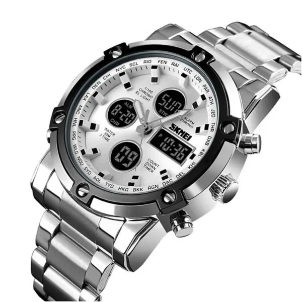 Skmei 1389 Stainless Steel Business Men’s Watch  – Dial Color: Silver, Strap Color: Silver – View 2