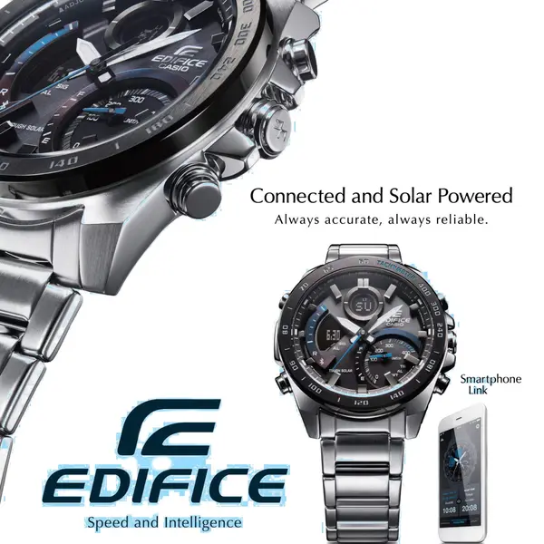 Casio ECB-900DB-1ADR Edifice Bluetooth Stainless Steel Tough Solar Men’s Watch – Dial Color: Blue, Strap Color: Silver – View 5