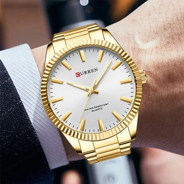 Curren 8425 Luxury Stainless Steel Waterproof Men's Watch – Dial Color: White, Strap Color: Gold – View 7