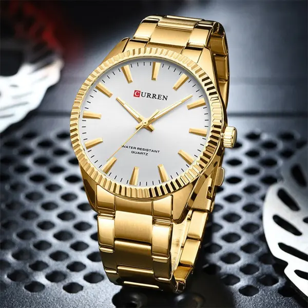 Curren 8425 Luxury Stainless Steel Waterproof Men's Watch – Dial Color: White, Strap Color: Gold – View 4