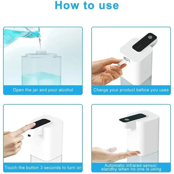 400Ml Capacity Automatic Infrared Hand Liquid Soap Dispenser Rechargeable – View 6