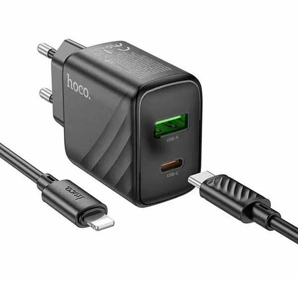 Hoco CS23A 30W Dual-Port Wall Charger with Type-C to Lightning Cable – View 4