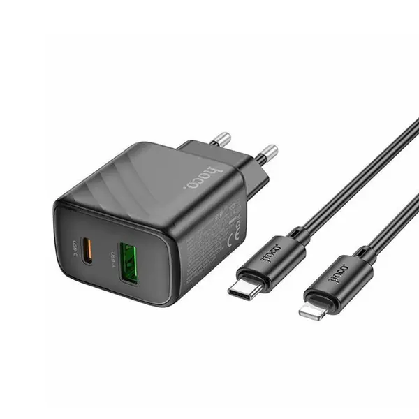Hoco CS23A 30W Dual-Port Wall Charger with Type-C to Lightning Cable – View 2