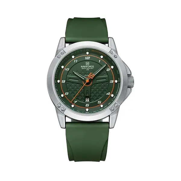 Naviforce NF8031 Lightweight Comfortable Silicone Band Simple Sports Men's Watch – Dial Color: Green, Strap Color: Green  – View 1
