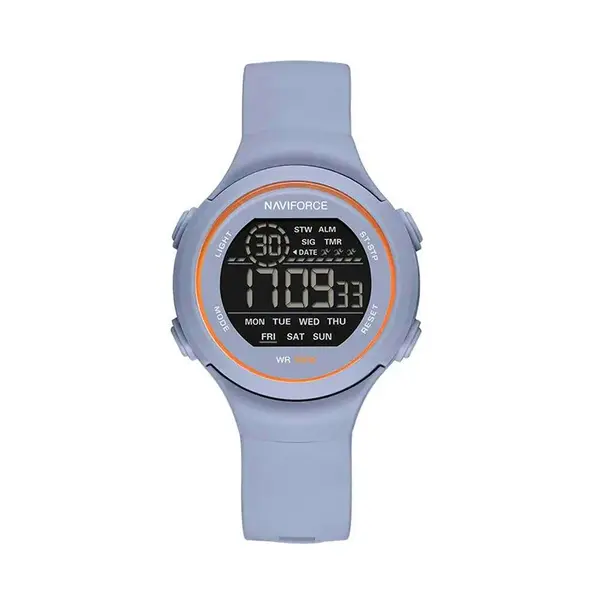 Naviforce NF7119 Comfortable Silicone Strap Trendy Sport Fashion Digital Women's Watch – Dial Color: Blue, Strap Color: Blue – View 1
