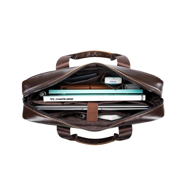 100 % Genuine Leather Briefcase Type Laptop Document Carry Bag – Color: Brown – View 2