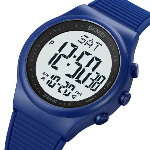SKMEI 1980 Silicone Strap Digital Sporty Men's Watch – Dial Color: White, Strap Color: Blue – View 2