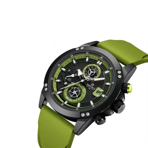 Naviforce 8033 Luxury Military Sports Quartz Analog Men's Watch – Dial Color: Green, Strap Color: Green  – View 2