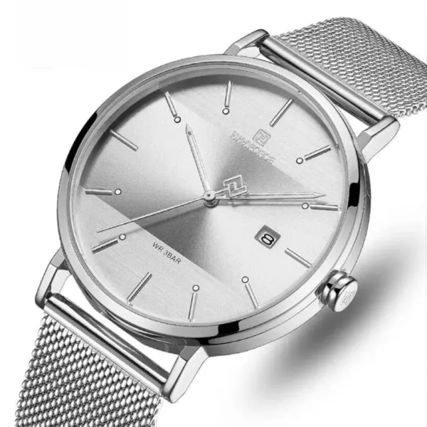 Naviforce NF3008G Analog Quartz Men’s Watch – Dial Color: Silver, Strap Color: Silver – View 2
