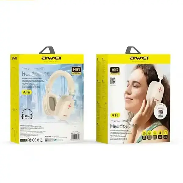 Awei AT6 Bluetooth Wireless Gaming Sport Headphone – Color: White – View 3