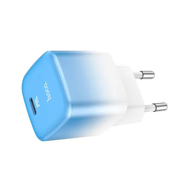 Hoco C101A 20W PD Ice Blue Fast Charger with Type-C to Lightning Cable – View 2
