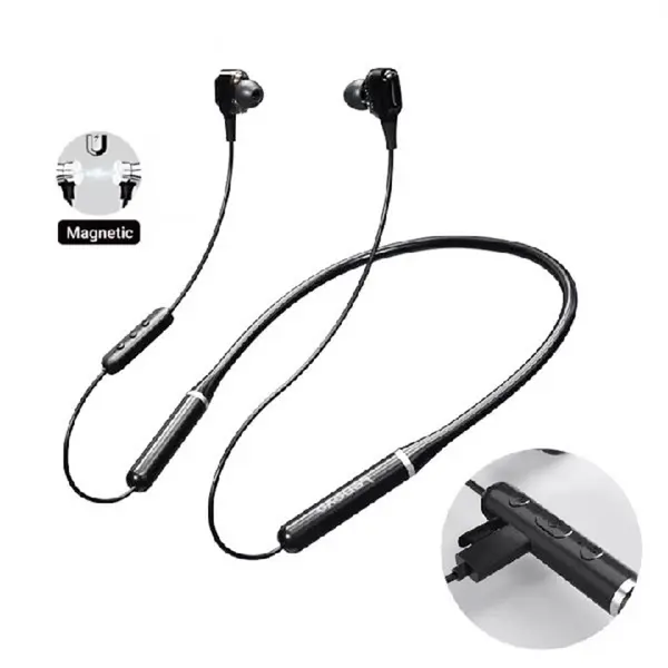 Lenovo XE66 Dual Driver Bluetooth Neckband Earphone Black Color – View 2