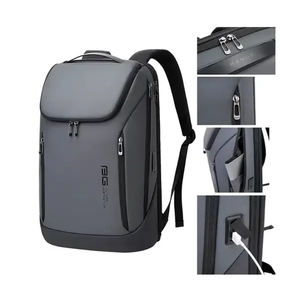 Bange BG-2517 Men Business Waterproof Backpack with USB Port – Color: Gray – View 2
